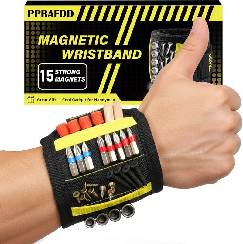 PPRAFDD Magnetic Wristband for Holding Screws, Drill Bits, Nails, Stocking Stuffers for Adults, Cool Gadgets for Christmas, Father's Day, Valentine's Day, Gifts for Handyman, Dad, Husband, Grandpa - Image 1